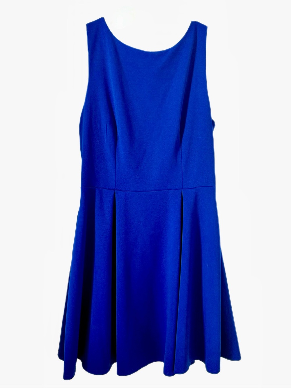 B. Darlin Royal Blue Pleated Skater Mini Dress 9/10 Open Scoop Back Cocktail